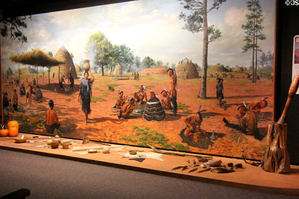 Diorama of Caddo native life & artifacts at Institute of Texan Cultures. San Antonio, TX.