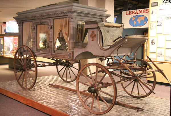 Hearse (1898) by Sayers & Scovill Co. of Cincinnati, OH, used in Castroville, TX (1919-1930) at Institute of Texan Cultures. San Antonio, TX.