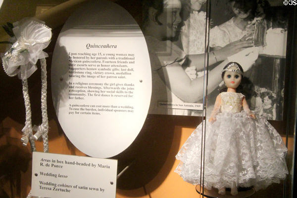 Quinceañera display how Hispanic girls celebrate becoming 15 at Institute of Texan Cultures. San Antonio, TX.