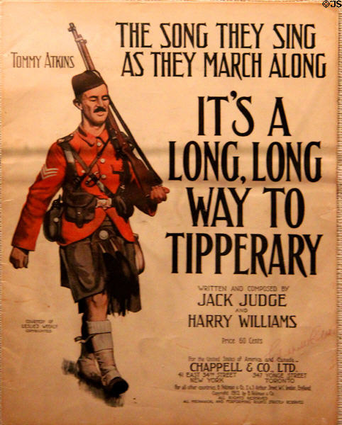 It's A Long, Long Way to Tipperary sheet music (1912) in Irish Texans section at Institute of Texan Cultures. San Antonio, TX.