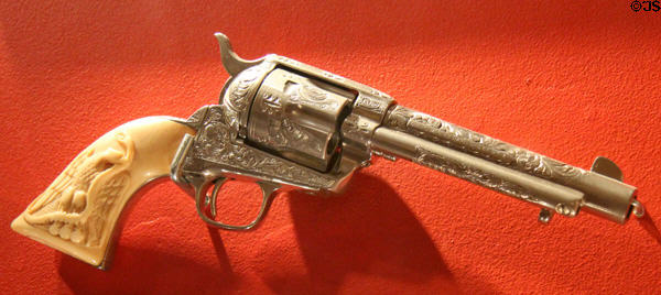 Colt 45 pistol carried by a Texas Rangers Captain at Buckhorn Museum. San Antonio, TX.