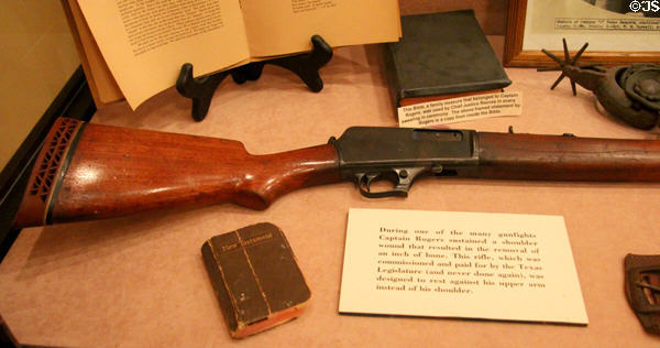 Rifle & other items which belonged to Texas Ranger Captain John H. Rogers prior to 1930 at Buckhorn Museum. San Antonio, TX.