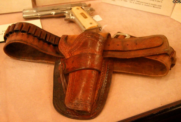 Pistol & holster which belonged to Texas Ranger Harrison L. Hamer at Buckhorn Museum. San Antonio, TX.