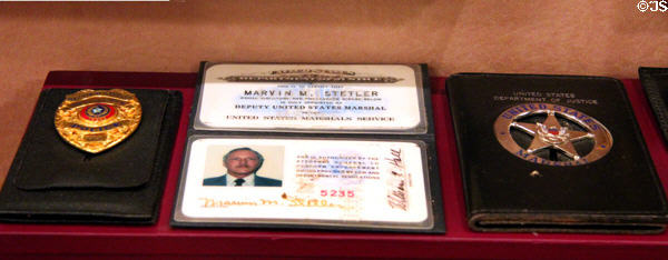 Badges & IDs of Texas Ranger Marvin M. Stetler at Buckhorn Museum. San Antonio, TX.