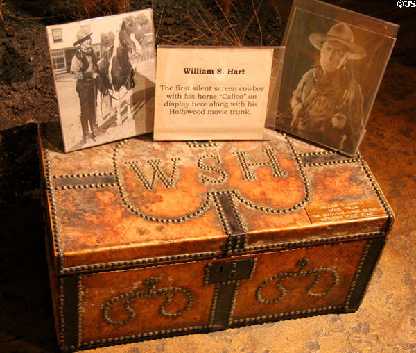 Hollywood movie trunk of silent film cowboy star William S. Hart at Buckhorn Museum. San Antonio, TX.