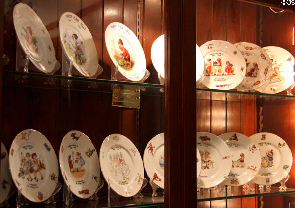 Collection of annual anniversary plates issued by Pioneer Flour Mills (1920s-30s) at Guenther House Museum. San Antonio, TX.