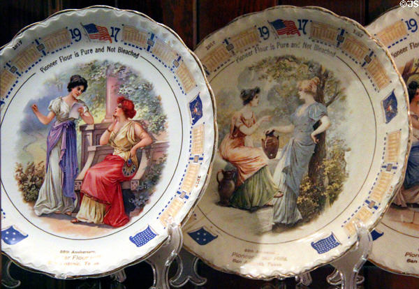 Pioneer Flour mills anniversary ceramic plates (1917) at Guenther House Museum. San Antonio, TX.