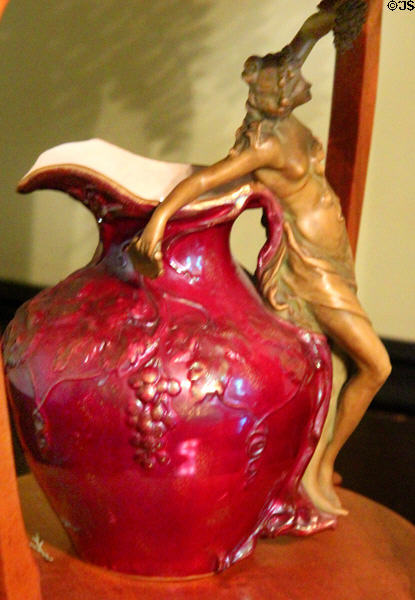 Ceramic vase with female handle at Edward Steves Homestead Museum. San Antonio, TX.