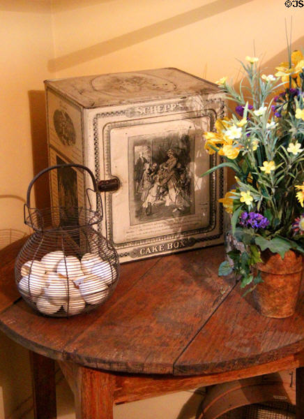 Egg basket & cake box at Edward Steves Homestead Museum. San Antonio, TX.