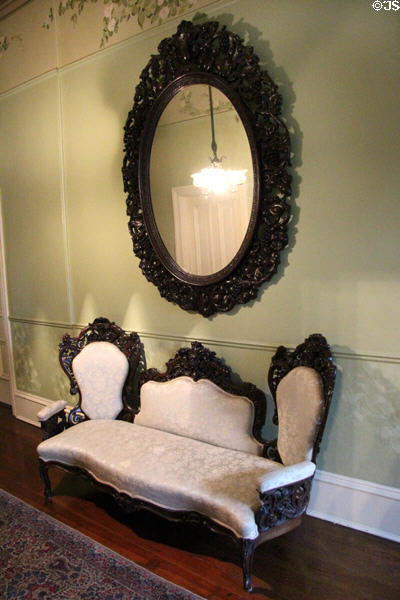 Mirror & sofa at Edward Steves Homestead Museum. San Antonio, TX.