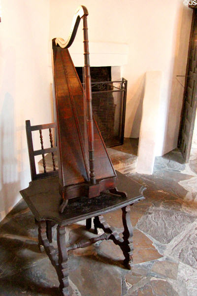 Harp on table at Spanish Governor's Palace. San Antonio, TX.