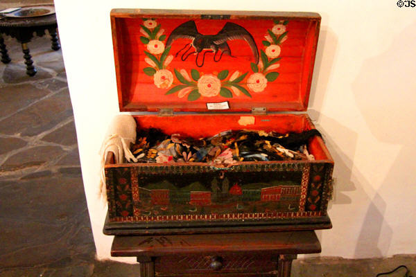 Locking chest with painted lid of Mexico's eagle & snake at Spanish Governor's Palace. San Antonio, TX.