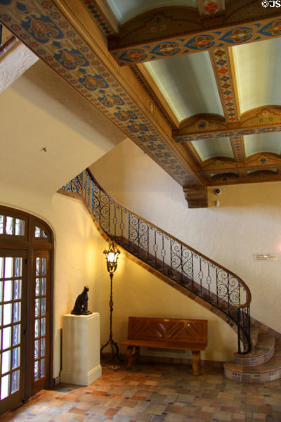 Entrance hallway with staircase at McNay Art Museum. San Antonio, TX.