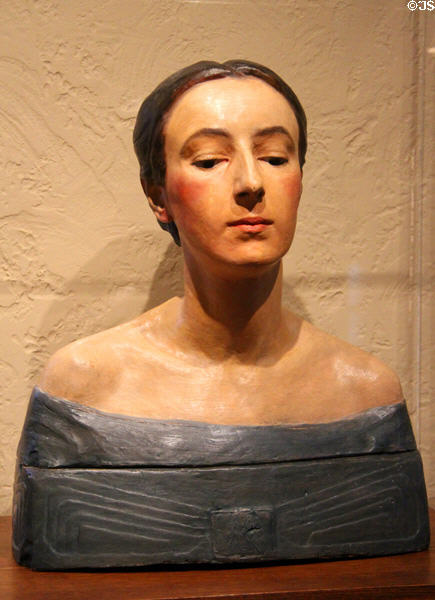 Painted plaster bust of Marion Koogler McNay, founder of the McNay Art Museum. San Antonio, TX.