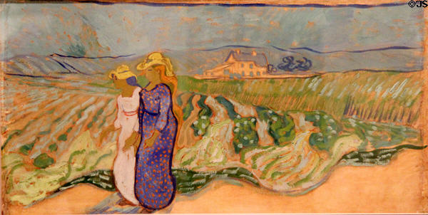 Women Crossing the Fields painting (1890) by Vincent van Gogh at McNay Art Museum. San Antonio, TX.
