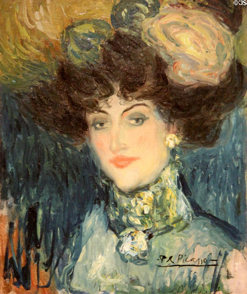 Woman with Plumed Hat painting (1901) by Pablo Picasso at McNay Art Museum. San Antonio, TX.
