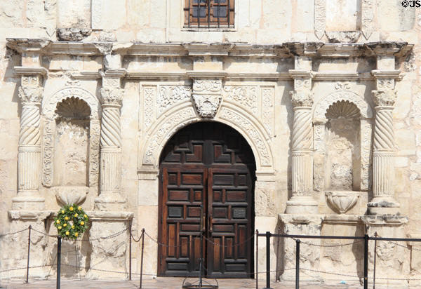 Central doorway of The Alamo. San Antonio, TX.