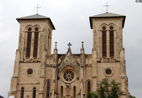 Gothic revival towers of San Fernando Cathedral. San Antonio, TX.