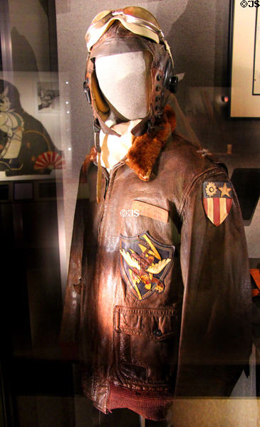 Flying Tigers helmet & flight jacket worn by "Tex" Hill at National Museum of the Pacific War. Fredericksburg, TX.