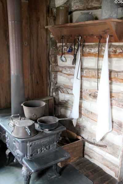 Cast-iron stove by Wehrle Co. of Newark, OH in Walton-Smith log cabin at Pioneer Museum. Fredericksburg, TX.