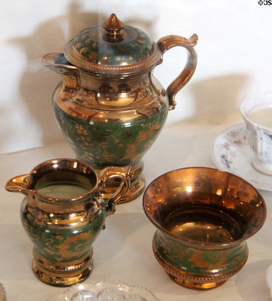 Lusterware coffeepot, sugar & creamer at Pioneer Museum. Fredericksburg, TX.