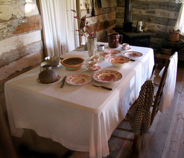 Behrens Cabin dining table at Lyndon B. Johnson State Park. Stonewall, TX.
