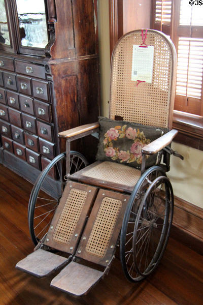 Charles Schreiner's wheelchair (c1920) at Capt. Charles Schreiner Mansion. Kerrville, TX.