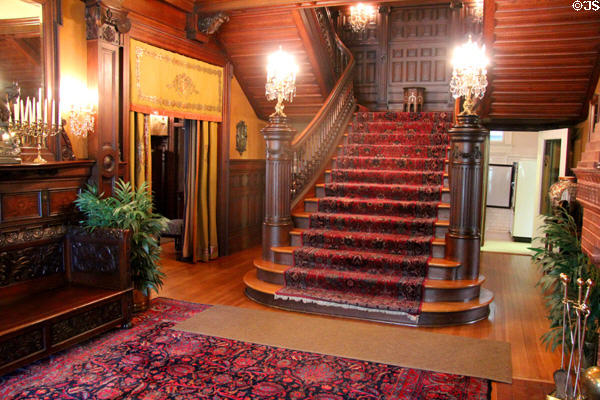 Staircase in central hall at McFaddin-Ward House. Beaumont, TX.