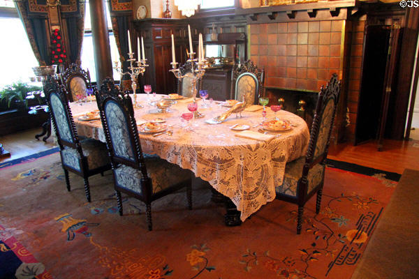 Formal dining room table at McFaddin-Ward House. Beaumont, TX.