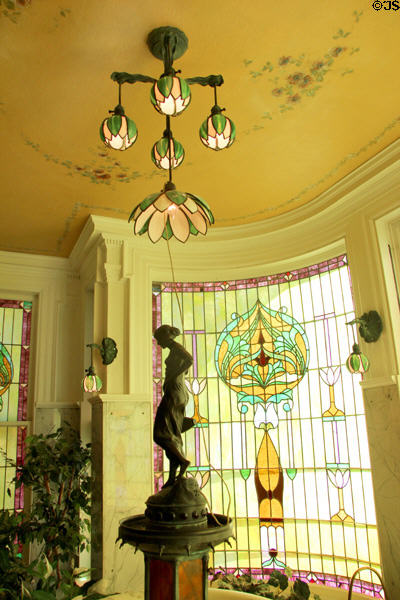 Art Nouveau chandelier in conservatory at McFaddin-Ward House. Beaumont, TX.