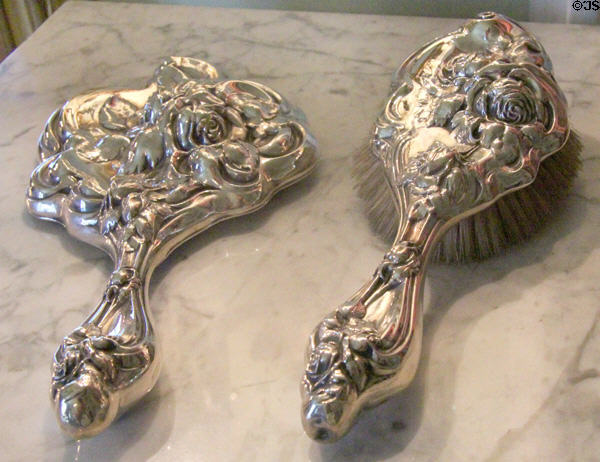 Art Nouveau silver mirror & brush set at McFaddin-Ward House. Beaumont, TX.
