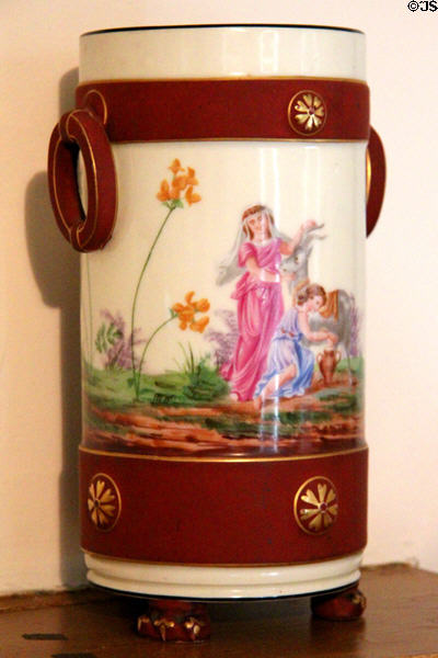 Vase painted with romantic figures at Earle-Napier-Kinnard House. Waco, TX.