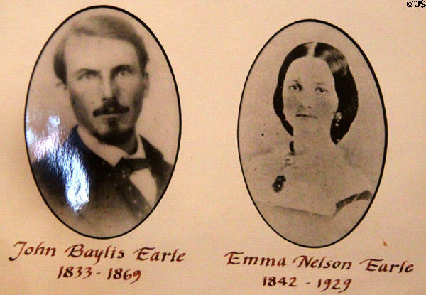 Photos of John Baylis Earle & Emma Nelson Earle residents of at Earle-Napier-Kinnard House. Waco, TX.