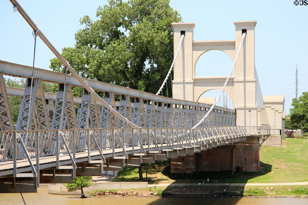 Waco Suspension Bridge built (1866-70) with cable supplied by John Roebling Co. Waco, TX.