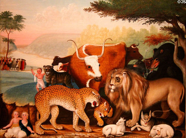 Peaceable Kingdom painting (c1846-7) by Edward Hicks at Dallas Museum of Art. Dallas, TX.