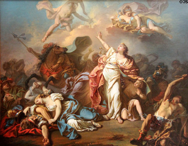 Apollo & Diana Attacking the Children of Niobe painting (1772) by Jacques-Louis David at Dallas Museum of Art. Dallas, TX.