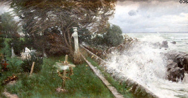 Seaside Cemetery painting (1897) by Adolf Hiremy-Hirschl at Dallas Museum of Art. Dallas, TX.