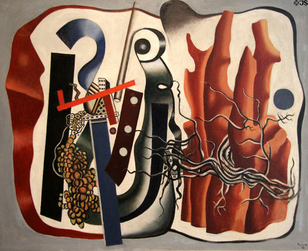 Composition with Tree Trunks painting (1933) by Fernand Léger at Dallas Museum of Art. Dallas, TX.