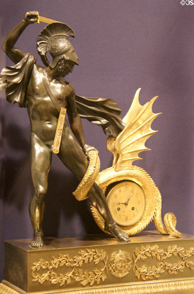 Mantel clock with figure of Perseus (early 19thC) by Pierre-Victor Ledure, Paris, France at Dallas Museum of Art. Dallas, TX.