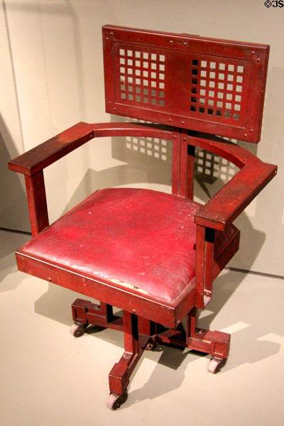 Executive armchair from Larkin Co. Admin Building of Buffalo, NY (c1904) by Frank Lloyd Wright at Dallas Museum of Art. Dallas, TX.