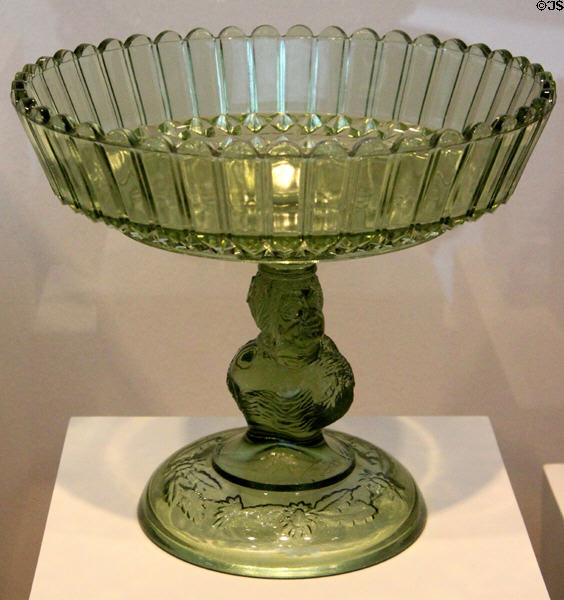 Pressed glass Goddess of Liberty or Jenny Lind pattern compote (c1885) by Challinor, Taylor & Co., Tarentum, PA at Dallas Museum of Art. Dallas, TX.