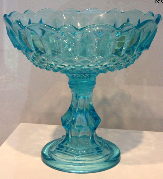 Pressed glass compote (c1850-70) probably from Pittsburgh, PA at Dallas Museum of Art. Dallas, TX.