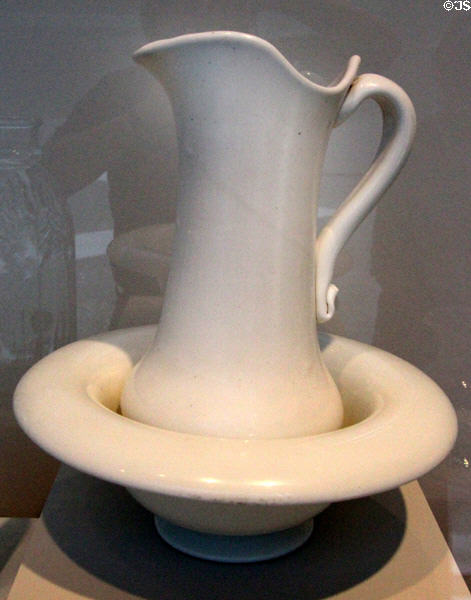 White glass pitcher & basin (c1844-57) attrib. Whitall Bros., Millville, NJ at Dallas Museum of Art. Dallas, TX.