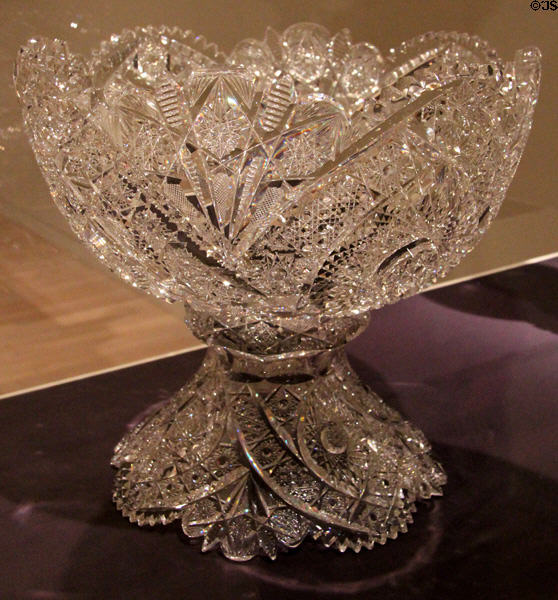 Cut lead glass punch bowl (c1905) by Libbey Glass Co., Toledo, OH at Dallas Museum of Art. Dallas, TX.