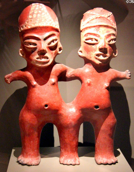 Ceramic two joined figures (c1200-900 BCE) from Tlatilco, Mexico at Dallas Museum of Art. Dallas, TX.