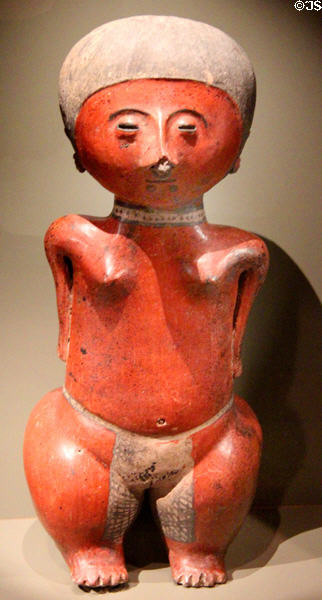 Ceramic Chinesco standing female figure (c100 BCE-200 CE) from Nayarit, Mexico at Dallas Museum of Art. Dallas, TX.