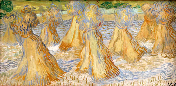 Sheaves of Wheat painting (1890) by Vincent van Gogh in Reves Collection at Dallas Museum of Art. Dallas, TX.