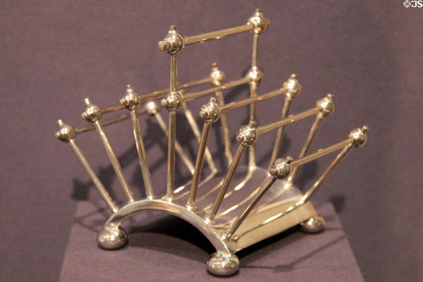 Silver plated toast rack (c1881) by Christopher Dresser of Hukin & Heath of London, England at Dallas Museum of Art. Dallas, TX.
