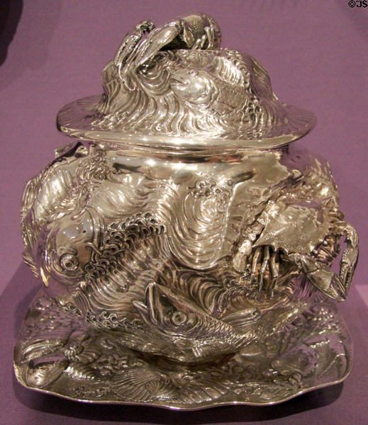 Silver tureen with sea creatures (c1884-5) by Gorham Manuf. Co., Providence, RI at Dallas Museum of Art. Dallas, TX.