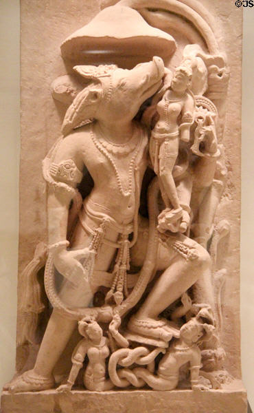 Vishnu as Varaha sandstone sculpture (11thC) from Madhya Pradesh, India at Dallas Museum of Art. Dallas, TX.